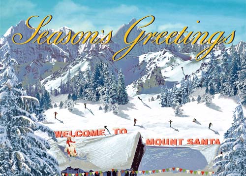 Mount Santa Christmas Greeting Card by Max Hernn